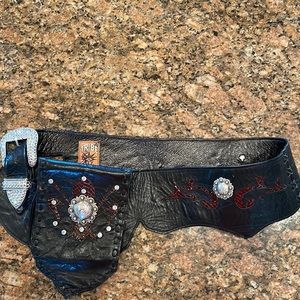 Tribe America Leather belt with pouch